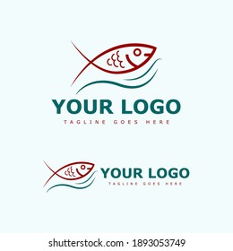 gráfico vectorial de icono del vector de pescado a color completo. Apto para el logotipo de la empresa de pescado o de mariscos.