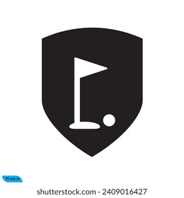 Icon vector graphic of flag golf shield