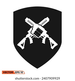 Icono vectorial gráfico del escudo de armas del lanzador de granadas