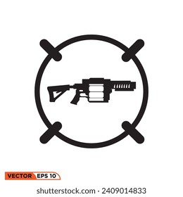 Icono vectorial gráfico de las armas lanzadoras de granadas