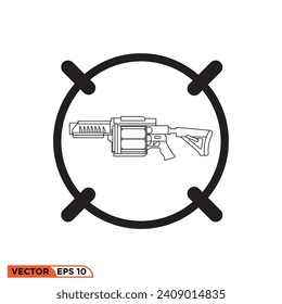 Icono vectorial gráfico de las armas lanzadoras de granadas