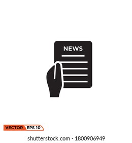 Icon vector graphic of hand holding newspaper, good for template