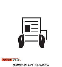 Icon vector graphic of hand holding newspaper, good for template