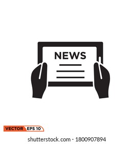 Icon vector graphic of hand holding smartphone news, good for template