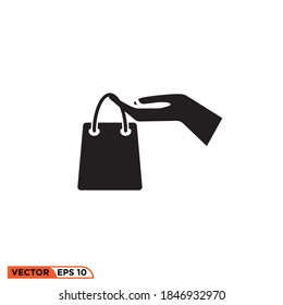 Icon vector graphic of hands shopping bag