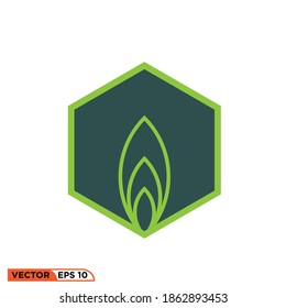 Icon vector graphic of hexagon logo with leaves