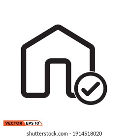 Icon vector graphic of home approved, style line