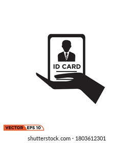 Gráfico vectorial de iconos de la tarjeta de identificación en las manos