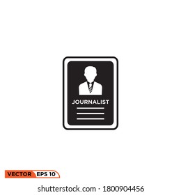 Icon vector graphic of journalists identity card, good for template