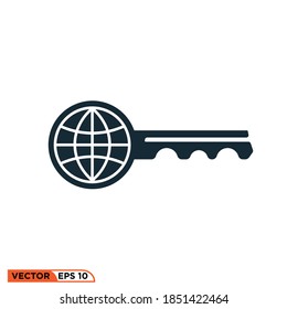 Icon vector graphic of key the world, good for template illustration