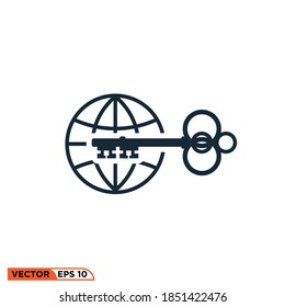 Icon vector graphic of key the world, good for template illustration