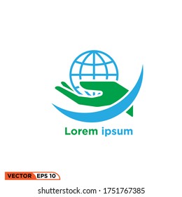 Icon vector graphic of logo save the wolrd, good for template nature etc
