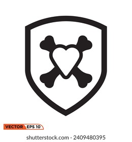 Icon vector graphic of love bone shield
