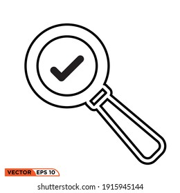 Icon vector graphic of magnifying glass  approved, good for template