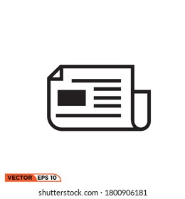 Icon vector graphic of newspaper, good for  template web etc
