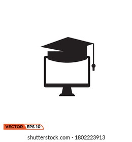 Icon vector graphic of online graduation