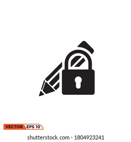 Icon vector graphic of padlock pen, good for template