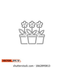 Icon vector graphic of Potted Plants template illustration