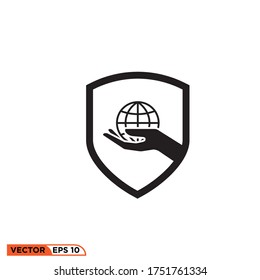 Icon vector graphic of protect the world, template good for web etc