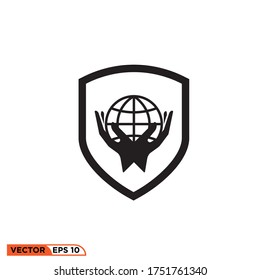Icon vector graphic of protect the world, template good for web etc