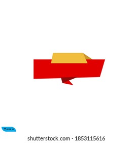 Icon vector graphic of red ribbon banner, shape illustration abstract