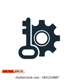 Icon vector graphic of setting key, good for template web etc
