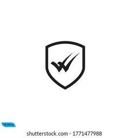 Icono vectorial gráfico de la marca de verificación de escudo, bueno para diseño de plantilla web etc 