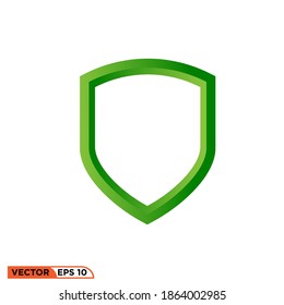 Icon vector graphic of shield green, 2D pattern, good for template 