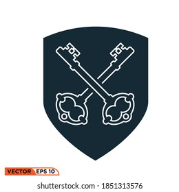 Icon vector graphic of shield key, good for template web etc