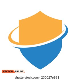 Gráfico vectorial de icono del oro del logotipo Escudo y azul