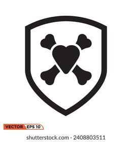 Icon vector graphic of Shield love bone