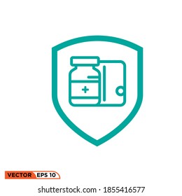 Icono vectorial gráfico de la medicina de escudo, bueno para la plantilla