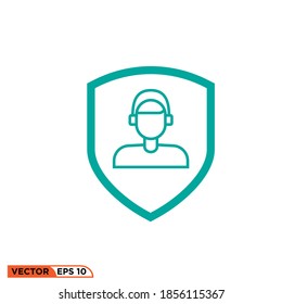 Icon vector graphic of shield operator man, protect profession, good for template