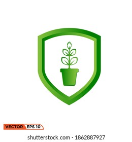 Icon vector graphic of a Shield plant, Protective plant concept template Eps 10
