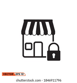 Icono vectorial gráfico de bloqueo de tienda, candado, bueno para plantilla