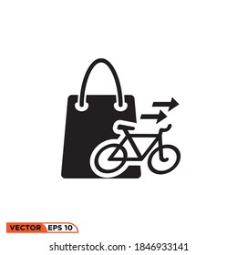 Icono vectorial gráfico de la moto de la bolsa de compra