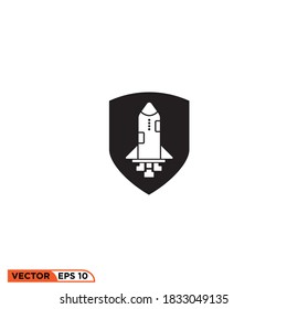 
Icon vector graphic of space rocket shield, good for template