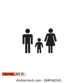 Icon vector graphic of stick figure family, good for template web online