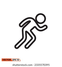 Icon vector graphic of stickman running, line style