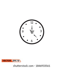 Icono vectorial gráfico de tiempo a compra, bueno para la ilustración de plantilla en línea