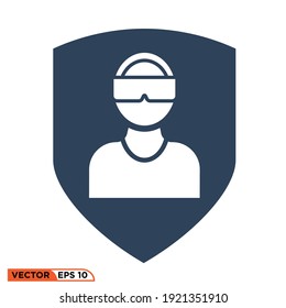 Icon vector graphic of VR man shield ,