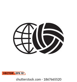 Gráfico vectorial de iconos de la bola de voleibol mundial