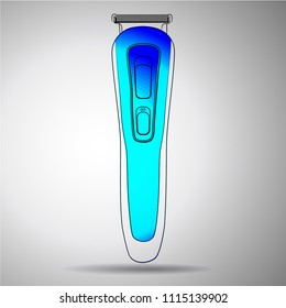 icon, vector, hair clipper, beard cut, blue, contour