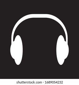 icon vector headset with black background and black white collor