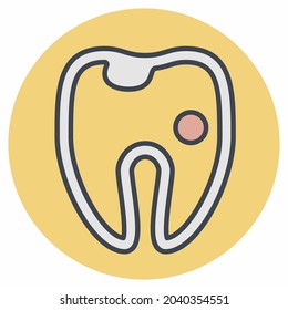 Icon Vector of Hollow Tooth - Color Mate Style - Simple illustration, Editable stroke, Design template vector, Good for prints, posters, advertisements, announcements, info graphics, etc.