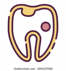 Icon Vector of Hollow Tooth - Line Cut Style - Simple illustration, Editable stroke, Design template vector, Good for prints, posters, advertisements, announcements, info graphics, etc.