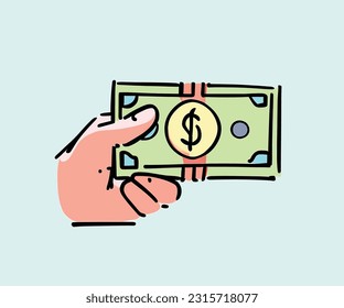 icono vector mano humana sostener dinero