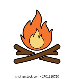 Icon vector illustration for a bonfire.