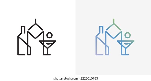 Icon Vector illustration, building, cityscape urban landscape, futuristic, cocktail glass