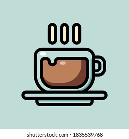 Icono vectorial ilustración de una taza de té caliente. Adecuado para el deporte invernal y la navidad
